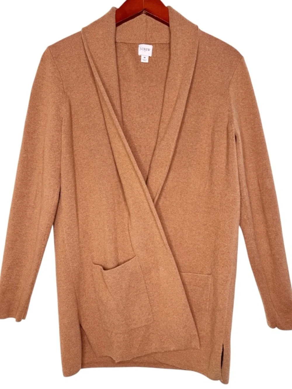 J. CREW Factory Chelsea Sweater Blazer Open Cardigan Size Medium in Camel - Picture 2 of 12